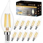 Sailstar E12 Candelabra Bulb 60 Watt Equivalent, Dimmable E12 LED Bulb 3000K Warm White, 60W Candelabra LED Light Bulbs Flame Tip, 4W LED Candelabra Bulbs for Chandelier, 500LM, 120V, CRI 85, 10 Pack