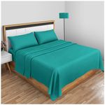 Easy Care Percale Flat Sheets Double- Shrinkage And Fade Resistant Bedsheet- Non Iron Bedding Polycotton Fabric Sheet- Deep Teal