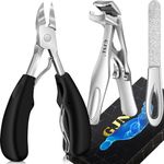 Toenail Clippers for Thick Nails for Seniors - Professional Ergonomic Angled Head Nail Clippers with Catcher, Podiatrist Wide Jaw Sharp Blade Heavy Duty Toe Nail Clippers Gifts for Men & Women