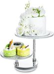 kanpura Crystal Cake Stand Dessert Display Stands Round 2 Tiered Cake Stand with Rotating Base for Wedding Party Birthday Lady Present