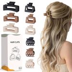 9PCS Hair Claw Clips| 3 Style Hair Clips for Women | Medium Claw Clips Hair Clips for Thick Hair | Square Clips for Thin Hair (Brown)