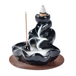 Handmade Waterfall Backflow Incense Burner,Backflow Incense Burner Incense Holder for Home Office Bedroom Yoga Decoration with 20 Pcs Free Cones (Lotus Leaf)