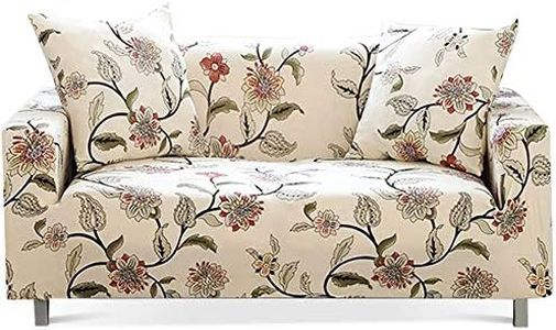 Lamberia Printed Sofa Cover Stretch Couch Cover Sofa Slipcovers for 3 Cushion Couch with Two Pillow Cases (3 Seater, New Blooming Flower)