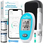 Easy@Home Wireless Glucose Monitor Kit - Blood Sugar Testing Kit with Free App GlucoseEase Includes 100 Glucometer Strips and 100 Blood Lancets, Large Display Diabetes Testing Kit