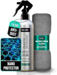 Hendlex Plastic Restorer and Protector with Nanotechnology, Revitalises Faded Plastic, Vinyl, Rubber & Leather, Anti-Dust Formula, Easy to Apply – 200ml with Microfiber Cloth