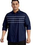 Men's Solid Slim Fit Cotton Casual Shirt with Spread Collar & Full Sleeves (Pack of 1) (4 XL, Navy Blue)