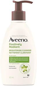 Aveeno Positively Radiant Brightening Cleanser - Makeup Remover, Soy Extract Face Cleanser, Remove Oil, Smooth Skin Tone - 325mL