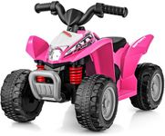 OLAKIDS Kids Ride On ATV, 6V Electric Vehicle for Toddlers, 4 Wheeler Battery Powered Motorized Quad Toy Car for Boys Girls with LED Lights, Music, Horn (Coral)