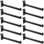 Vkinman 10 PCS 12 Inches Slat Wall Faceout, Slatwall Hooks, Metal Square Straight Arm Hooks, Metal Heavy Duty Slat Wall Hooks Accessories for Retail, Clothing, Garage, Shop Display, Black