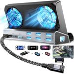YCE Dual Cooling Fans 9-in-1 Steam Deck Docking Station with HDMI 2.0,6 USB Ports,1000Mbps,Type C 100W PD 40Gbps Adapter for Steam Deck/Rog Ally/Switch/Legion Go