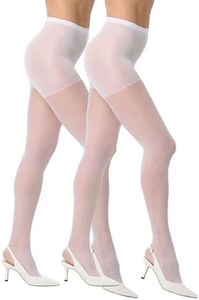Silkies Women's Control Top Pantyhose with Run Resistant, Light Support Legs (2 Pair Pack), White, X-Large