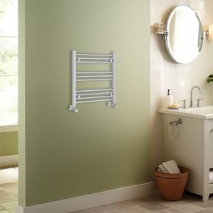 Warmehaus Contemporary Straight Heated Bathroom Towel Rail Radiator Rad - 600x600mm - Chrome