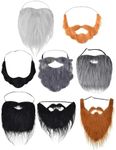 8 Pcs Fake Mustaches,Funny Fake Beard with Adjustable Elastic Strap,Costume Accessories for Halloween,Party,Cosplay