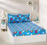 Amazon Brand - Solimo Cartoon 120 TC Cotton King Size Bedsheet (Blue)