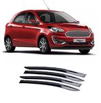 Empica Plastic Car Window Door Visor Rain Guard Side Wind Deflector Compatible with Ford Figo (Set of 4)