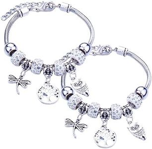 LuLiyLdJ Paquete de 2 Pulseras para Mujer, Pulseras con eslabones de Acero Inoxidable, Pulseras llamativas, Pulseras para Hombre y para Mujer