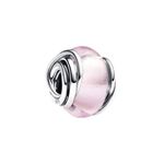 Lkwidi Encircled Pink Murano Glass Bead Charm 925 Sterling Silver Pendant,Jewellery Beads Gifts for Women Bracelet Necklace