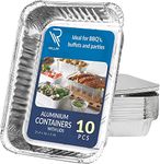 Rollay 10 Pack Aluminium Foil Trays with Lids 21.4x16x5cm/1000ml- Foil Food Containers with Lids for Food Storage, Baking, Roasting, Takeaway and Party (Pack of 10 with Lids)