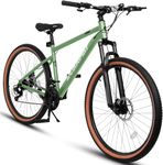 Rycheer Ecarpat 24 Inch Women Mountain Bike, 21 Speeds High-Carbon Steel Mountain Bike, Disc Brakes and Suspension Fork MTB, Adult Sport Bicycle for Trail Snow Commuter City Road