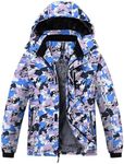 MoFiz Kid's Ski Jacket Waterproof Warm Winter Full Zip Snow Coat Boy's Fleece Snowboarding Jackets Hooded Winter Thicken Coat (XY-Blue Purple,6-7 Years)
