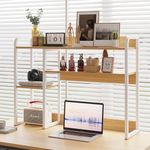 Amazon Brand - Umi 2-Tier Wooden Tabletop Bookshelf Desktop Bookshelf Countertop Book Organizer Desk Organizer Desktop Display Book Shelf Rack for Home Office Supplies Library - BK-005