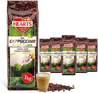 HEARTS Cappuccino Irish Cream, 5 x 1 kg lnstant Poudre de café facilement soluble, lot de 5, env. 400 tasses, plaisir selon la tradition irlandaise