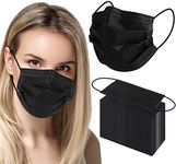 Dr.Bohrras� Disposable Black Surgical Mask 3ply with Nose Pin Pack of 100 Pain Free Comfortable Super Soft Ear Elastic Loops (ISO/CE/WHO GMP Certified) for Dust Protection Travel