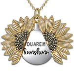 MyLittleSunflower Women's You are My Sunshine Necklace - Sunflower Necklaces Locket with Engraved Hidden Message Alloy Pendant for Mother, Daughter