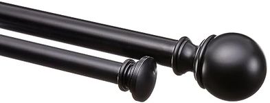 Amazon Basics 2,54 cm Double Curtain Rod with Round Finials, 183 to 366 cm, Black