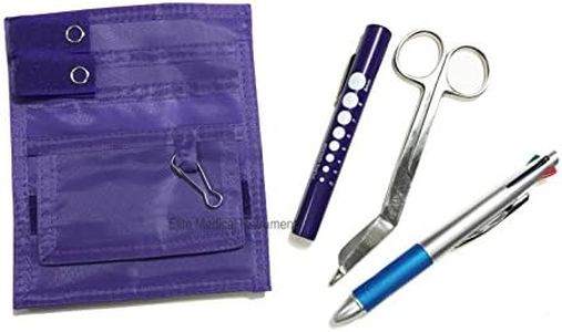 EMI Nurse PURPLE Pocket Organizer 4 piece KIT - Pocket Organizer, Lister Bandage Scissor, LED Pupil Gauge Penlight, and Chart Pen