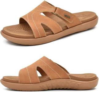 KuaiLu Womens Fashion Orthotic Sliders Ladies Lightweight Athletic Yoga Mat Sandals Slip on Thick Cushion Slippers Sandals with Comfortable Plantar Fasciitis Arch Support Khaki 7