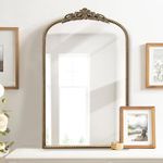 Micasso Antique French Vintage Arched Mirror, 31"x19" Decorative Ornate Gold Vintage Arch Wall Mirror for Bathroom, Living Room, Bedroom, Fireplace, Hallway