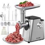FIMEI Electric Meat Grinder, Meat Mincer with 2 Stainless Steel Blades, 3 Grinding Plates, 3 Sausage Maker, Kibbeh Attachment & Cookie Maker, Food Grinder for Home Kitchen, with Storage Bag and Brush
