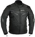 GearX Spine paded Motorcycle Jacket Waterproof Breathable with Armours, Black, M