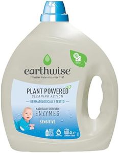 Earthwise Sensitive Laundry Washing Detergent Liquid 4L, 80 Washloads, Suitable for Front & Top Loader, Tough on Stains, Plant Powered Cleaning Action with Naturally Derived Enzymes