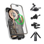 SPLACH Zippy Wireless Charging Phone Holder, Hook-Type/clamp-Style Vent Mount, Invisible Mount, Tripod, auto-Sensor Phone Holder, Compatible with iPhone Samsung Google and All 4.7''-6.8'' Phones