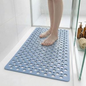 Nonslip Bath Tub Shower Mat with Suction Cups, Extra Long Bathtub Mat for Kids, Soft TPE Bath Mat, Bathtub Bathroom Mats, Machine Washable (Blue, 40 x 88cm)