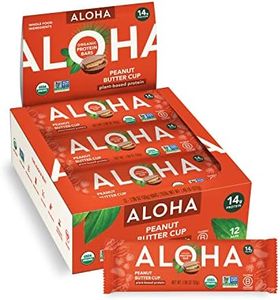 ALOHA Organic Plant Based Protein Bars - Peanut Butter Cup Bar - 12 Bars, Vegan, Low Sugar, Gluten-Free, Low Carb, Non-GMO, No Stevia, No Erythritol