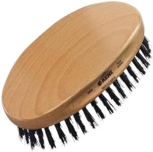 KENT K-mg2 Military Brush, Oval, Beechwood, Pure Black Bristle Hairbrush, 1 Count