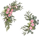 Wedding Arch Flowers, 2Pcs Peony Decorative Floral Swags, Artificial Green Leaves Silk Flower for Wedding, Arbor, Arch, Wedding Ceremony, Pink