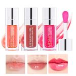 Plumping Lip Gloss - Moisturizing Glossy Lip Oil Tinted - Nourishing Hydrating Lip Glow Oil with Vitamin E - Lips Skin Care Lip Balm Long Lasting Clear Lipgloss Makeup (001,012,015)