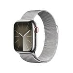 Apple Watch Series 9[GPS + Cellular 41mm]Smartwatch with Silver Stainless steel Case with Silver Milanese Loop One Size.Fitness Tracker,Blood Oxygen & ECG Apps,Always-On Retina Display,Water Resistant