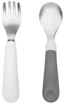 OXO Tot - Fork & Spoon Set - Baby Feeding Stainless Steel Sized for Little Mouths from 12 Months and Up - Gray - 61154200