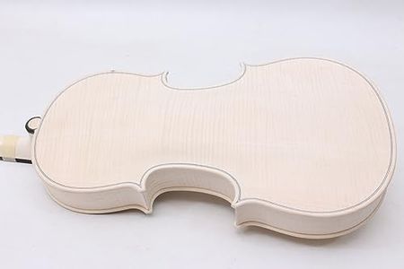 4/4 Professional White Violin Flame Maple Back Spruce Top Handmade Unfinished Luthier DIY Violin (Onepiece Flame Maple with Ebony Shoulder Button)