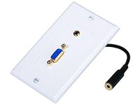 Monoprice 104569 VGA Stereo Audio Wall Plate (Gold Plated, 3.5mm)