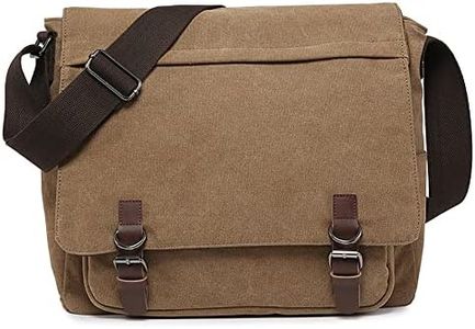 Dasein Large Vintage Canvas Messenger Shoulder Bag, Brown, 15in Laptop Capacity