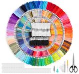 Embroidery Threads, 289 PCS Beginner Embroidery Kits Including 200 Colored Embroidery Floss and 30 Black and White Threads,30 Wire Plate,2 Needle Threads,Remover,Embroidery Needles and Scissors