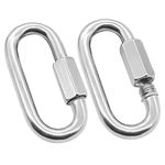 Anvin 2 Pack Quick Link M8 5/16 Inch Heavy Duty Carabiner D Shape Chain Links 600KG Capacity Repair Utility Links Safety Chain Connector for Camping Outdoor Equipment Locking Hammocks Harness Leash