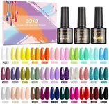 Gel Nail Polish- SHOWNAIL 36Pcs Gel Polish Soak Off Gel Nail Polish Set with Base Glossy Matte Top Coat, Popular Pastel Black White Nude Neon Glitter Gel Nail Polish Colour DIY Nail Collection