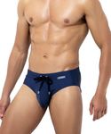 Mauro Kane Men's Sexy Low Rise Swim Briefs Swimsuits Board Surf Bikini Bottom Swimwear with Drawstrings,Navy Blue,L